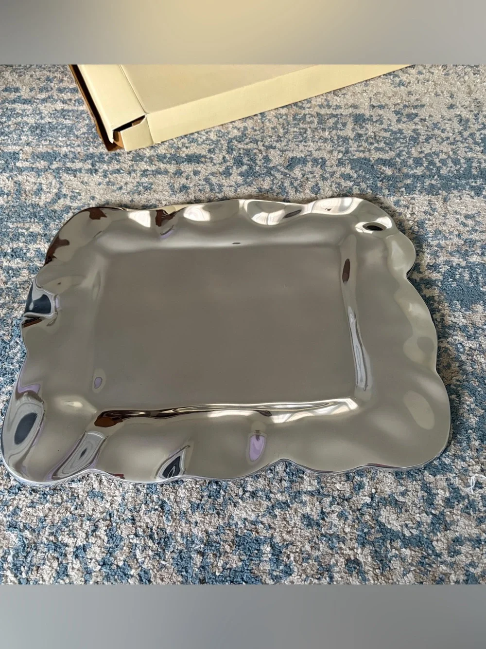 Lenox Organics Collection Silver Rectangular Ruffle Serving Tray